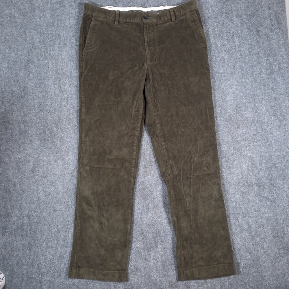 L.L.Bean Classic Fit Corduroy Pants Mens 36x32 Olive Green Straight